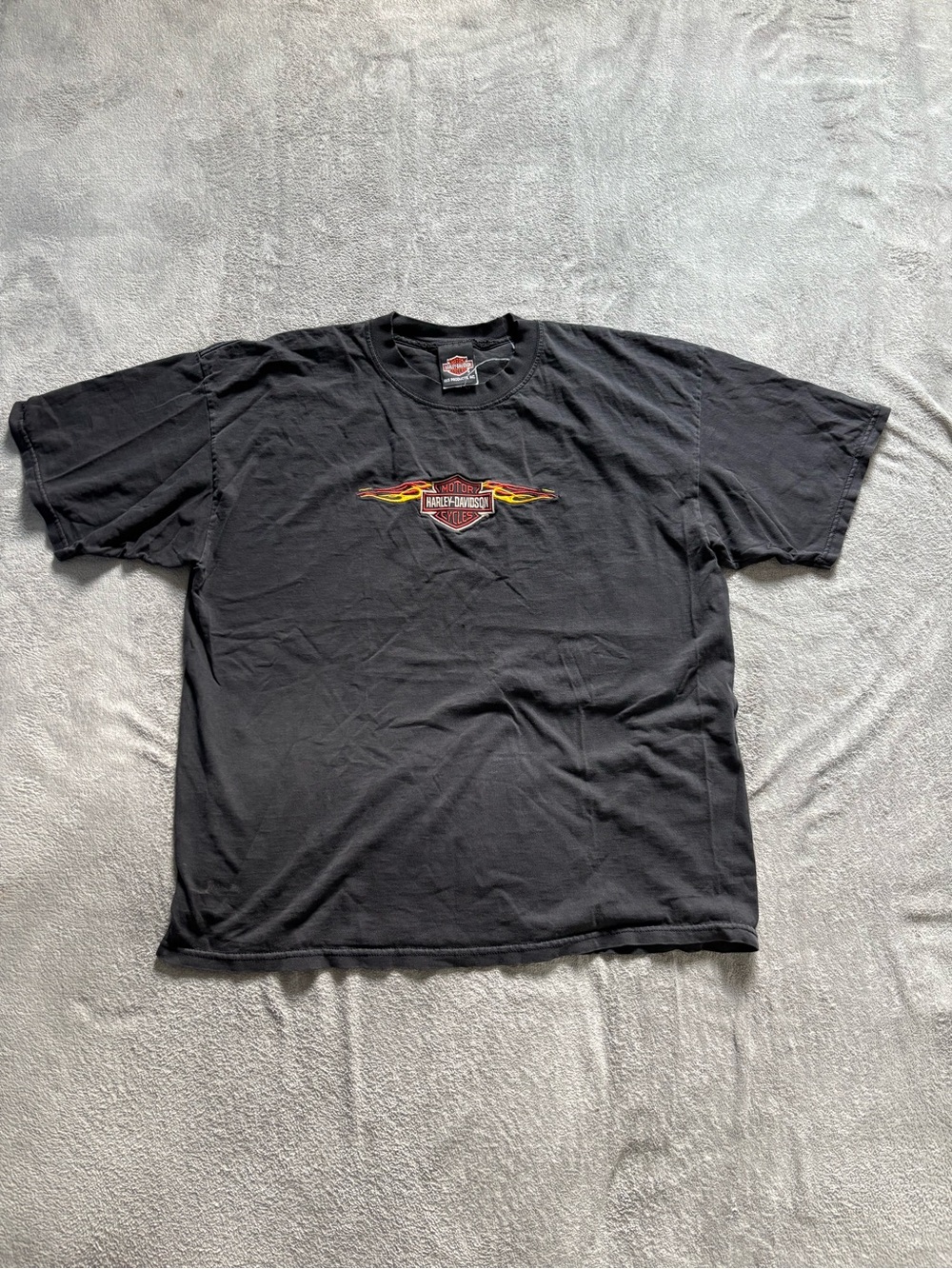 Vintage Harley Davidson Motorcycle Men’s Size XL  Black Embroidered Flames Y2K